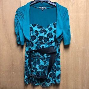 Almost Famous Low Cut Teal Ruffled Top